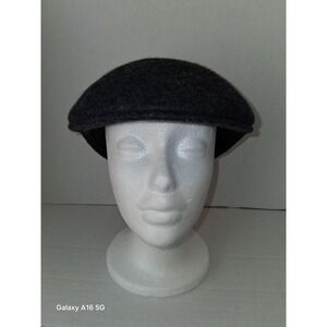 Mens Dark Gray Wool Blend Flat Cap Hat Size‎ S M